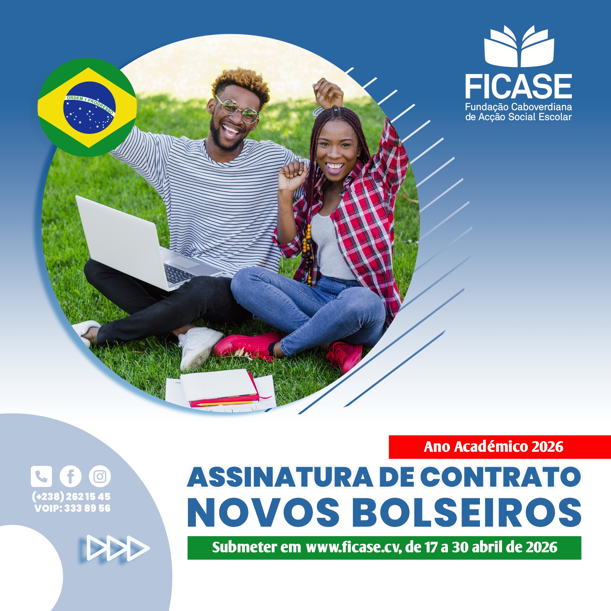 Novos Bolseiros do Governo de Cabo Verde em Formação Superior no Brasil Assinam Contrato com a FICASE